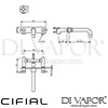 Cifial 31200TB Techno 300 3 Hole Wall Bath Mixer on Plate Dimensions