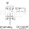 Cifial 31201TB Techno X300 3 Hole Wall Bath Mixer on Plate Dimensions
