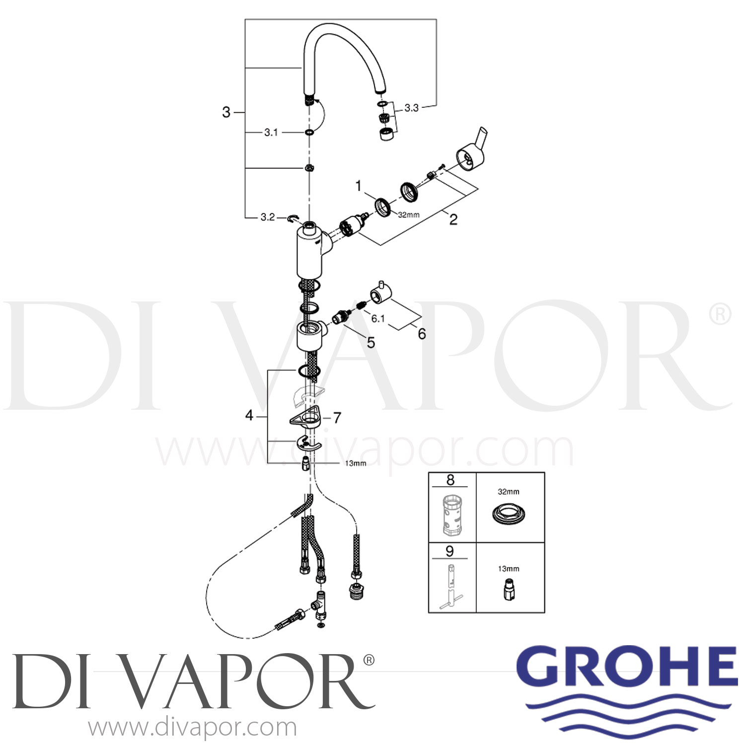 Grohe 31202000 Feel SingleLever Sink Mixer Tap Spare Parts
