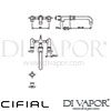 Cifial 31202TB Techno 300 3 Hole Wall Bath Set Dimensions