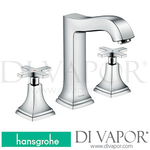 Hansgrohe 31307000 Metropol Classic 3-Hole Basin Mixer 160 with Cross Handles and Pop-Up Waste Set 10/16 - 06/22 Spare Parts