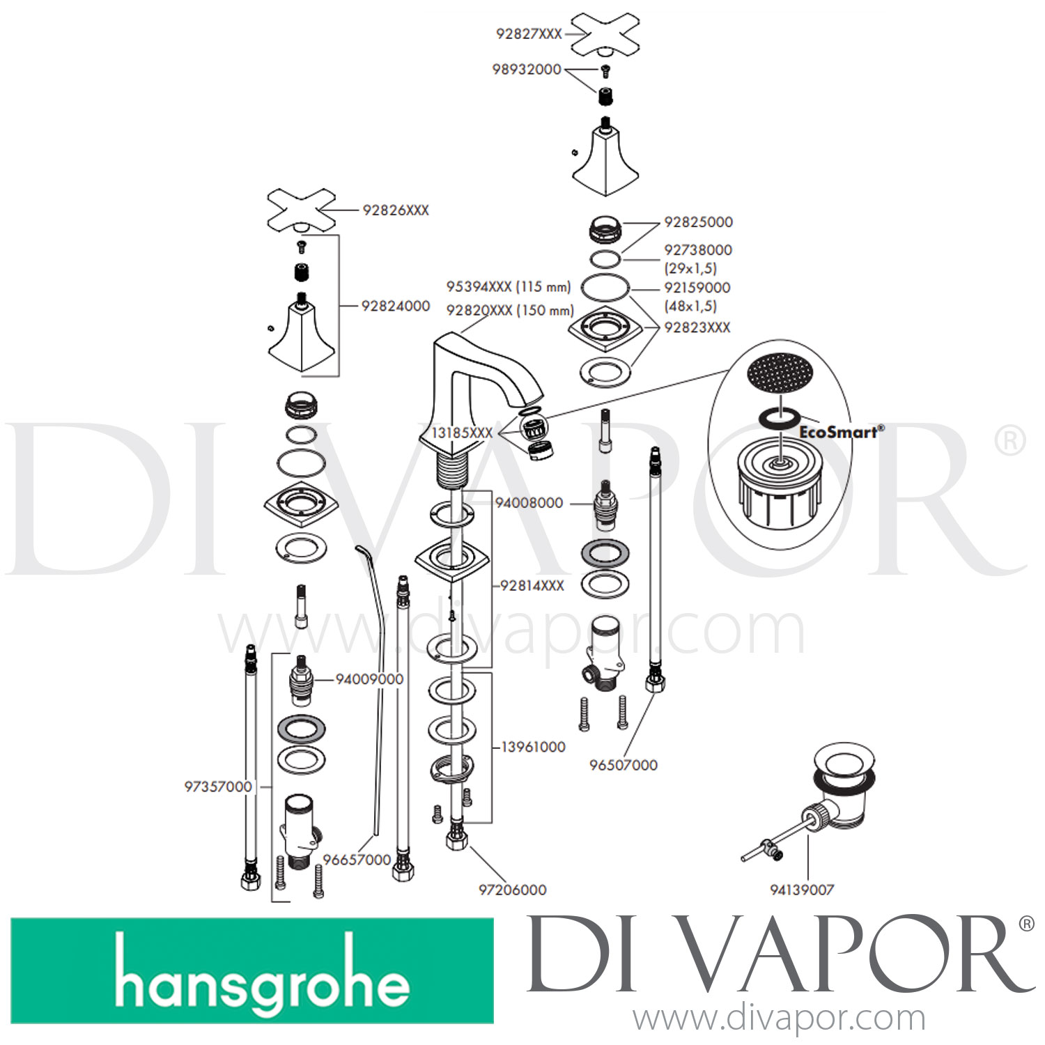 Hansgrohe 31307000 Metropol Classic 3Hole Basin Mixer 160 with Cross
