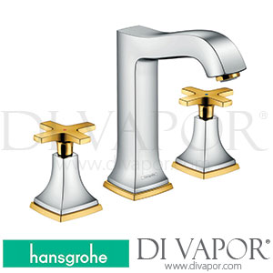Hansgrohe 31307090 Metropol Classic 3-Hole Basin Mixer 160 with Cross Handles and Pop-Up Waste Set 10/16 - 06/22 Spare Parts