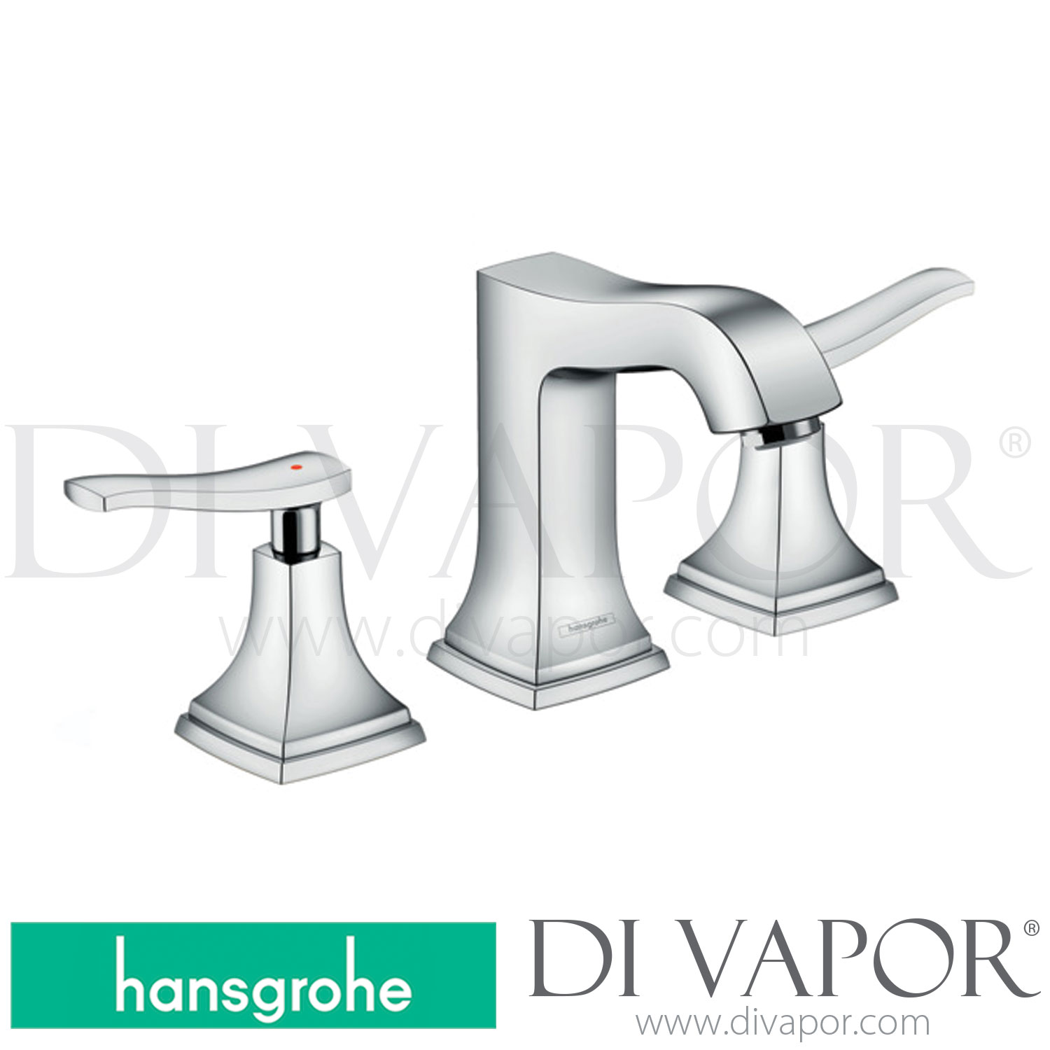 Hansgrohe 31355009 Metropol Classic 3Hole Basin Mixer 110 with Lever Handles and PopUp Waste