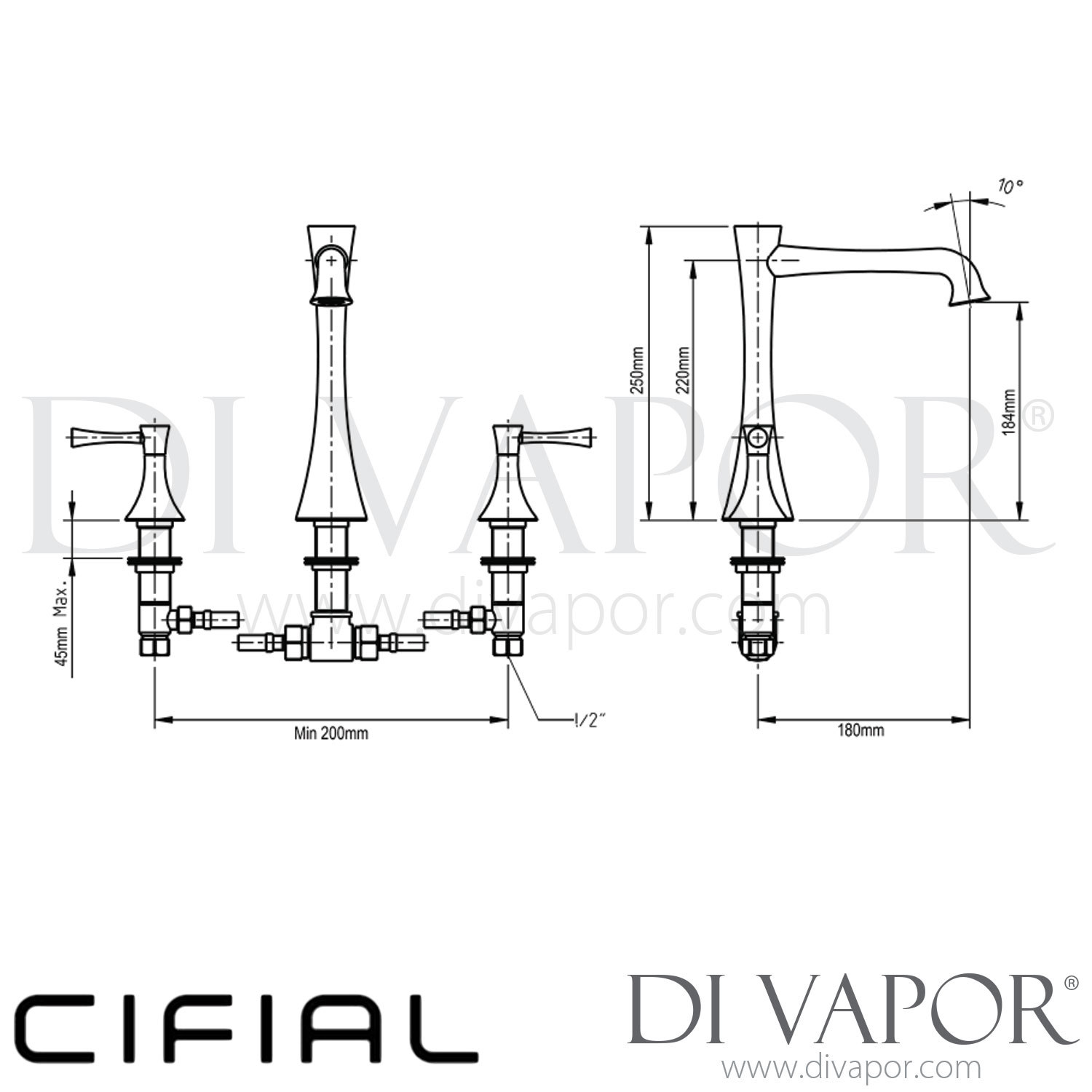 Cifial 31405BS Brookhaven Lever 3 Hole Bath L Spout Tap Spare Parts