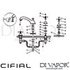 Cifial 31405ED Edwardian 3 Hole Deck Bath Mixer Dimension