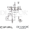 Cifial 31430TB Techno 300 3 Hole Deck Bath Mixer Tap Dimensions