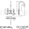 Cifial Texa 3 Hole Deck Bath Mixer Tap Dimensions