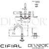 Cifial 31432TB Techno 300 3 Hole Deck Bath Mixer on Plate Dimensions