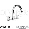 Cifial 31432TB Techno 300 3 Hole Deck Bath Mixer on Plate Spare Parts