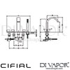 Cifial 31450M3 Techno M3 5 Hole Deck Bath Set Dimensions