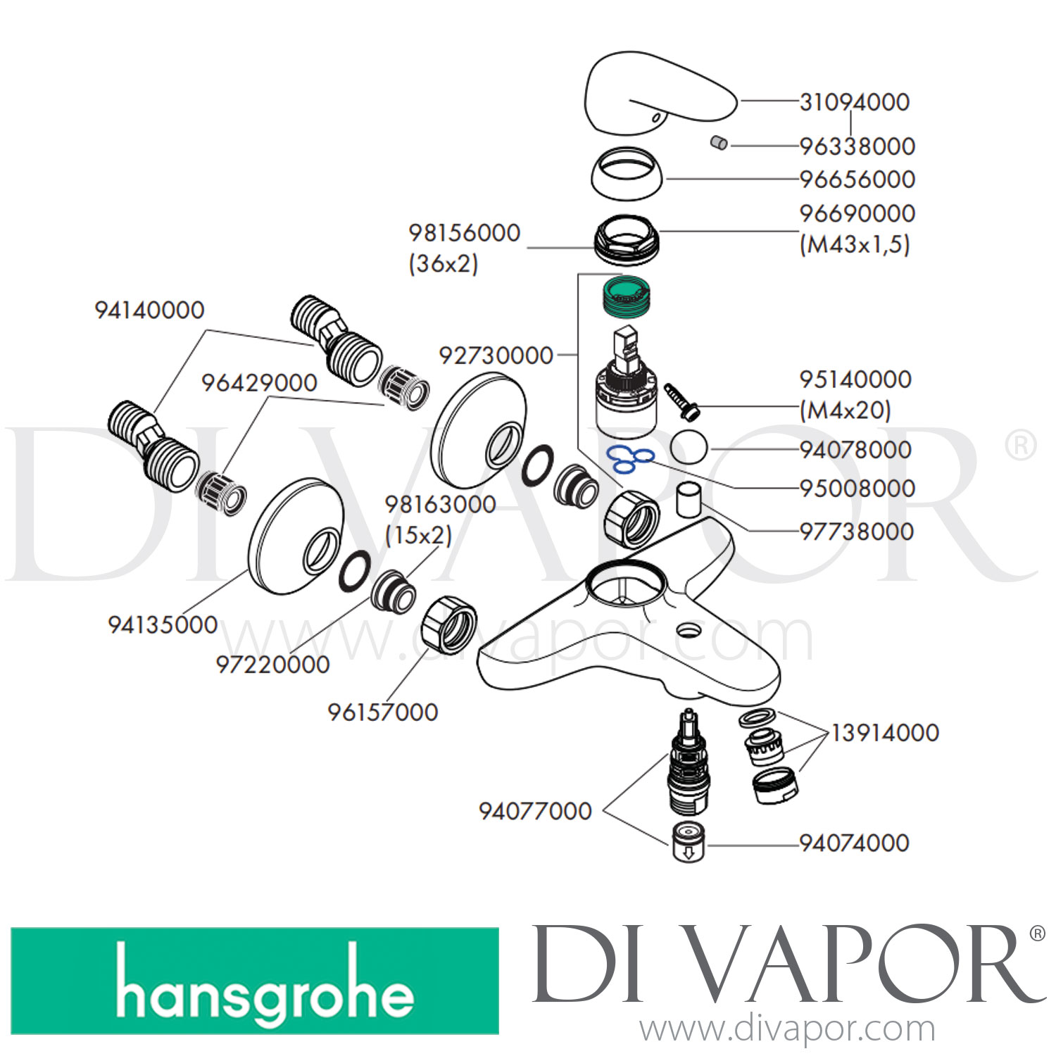 Hansgrohe 31470000 Metris E Single Lever Bath Mixer for Exposed