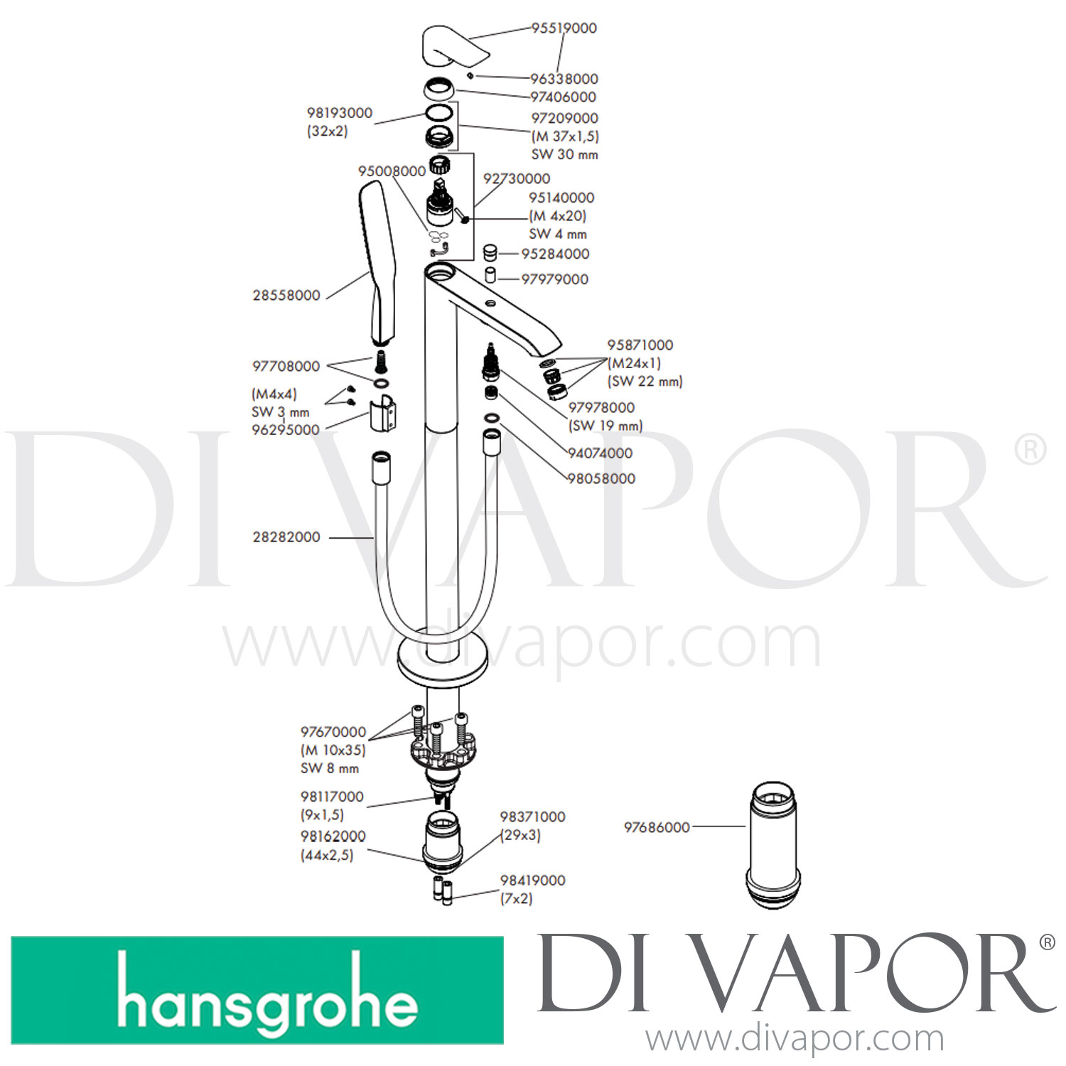 Hansgrohe 31471000 Metris Single Lever Bath Mixer FloorStanding 01/15