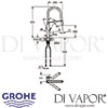 Grohe Concetto Chrome Single-Lever Sink Mixer Tap Dimensions