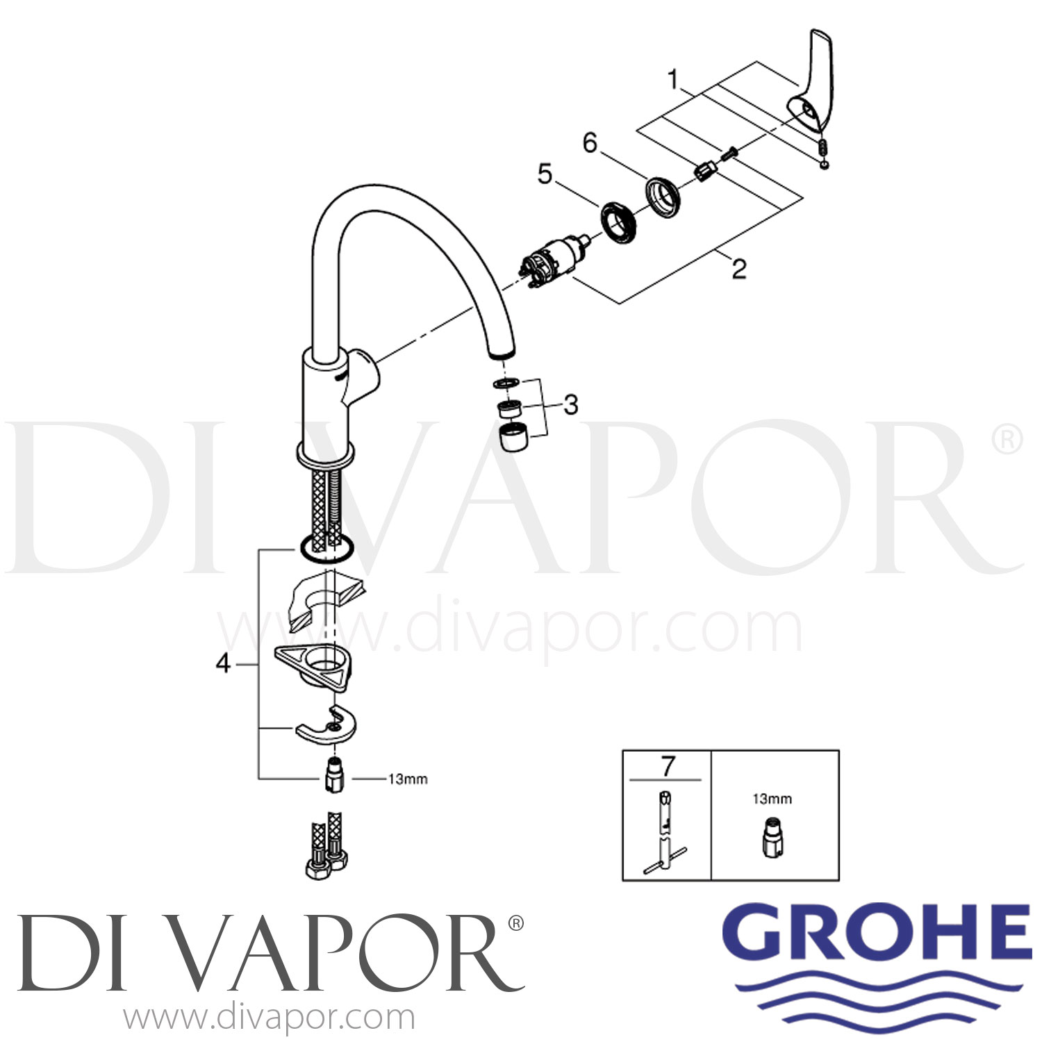 Grohe 31554000 Start Curve SingleLever Sink Mixer Tap Spare Parts