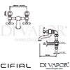 Cifial 31700ED Edwardian 2 Hole Deck Bath Filler Dimensions
