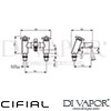 Cifial 31719TB Techno X300 2 Hole Deck Bath Shower Mixer Dimensions