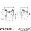 Cifial 31730TB Techno X300 2 Hole Bath Filler Dimensions