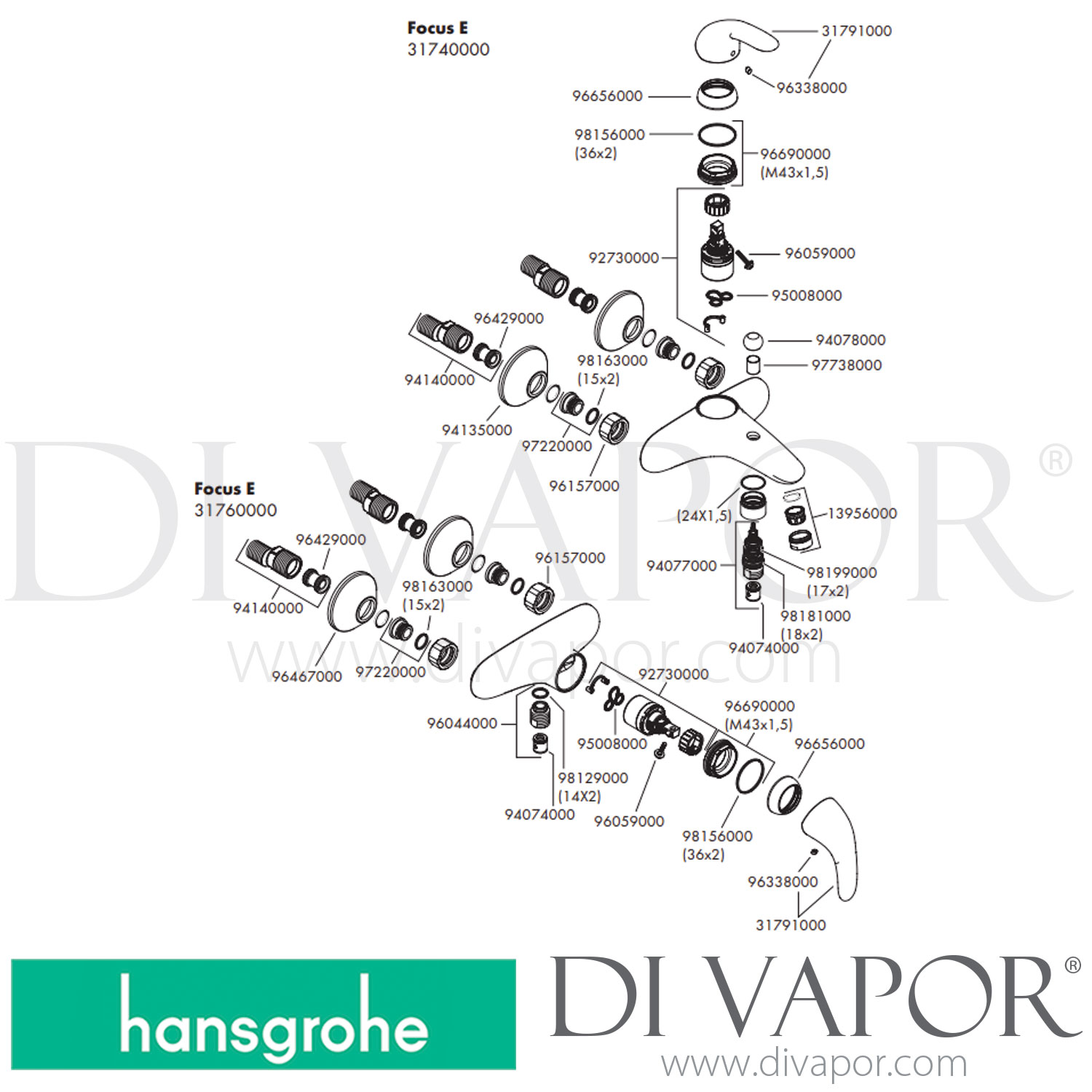 Hansgrohe 31760000 Focus E Single Lever Shower Mixer for