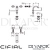 Cifial M3 Bidet Mixer Wall-Mounted Valves 3F Dimensions