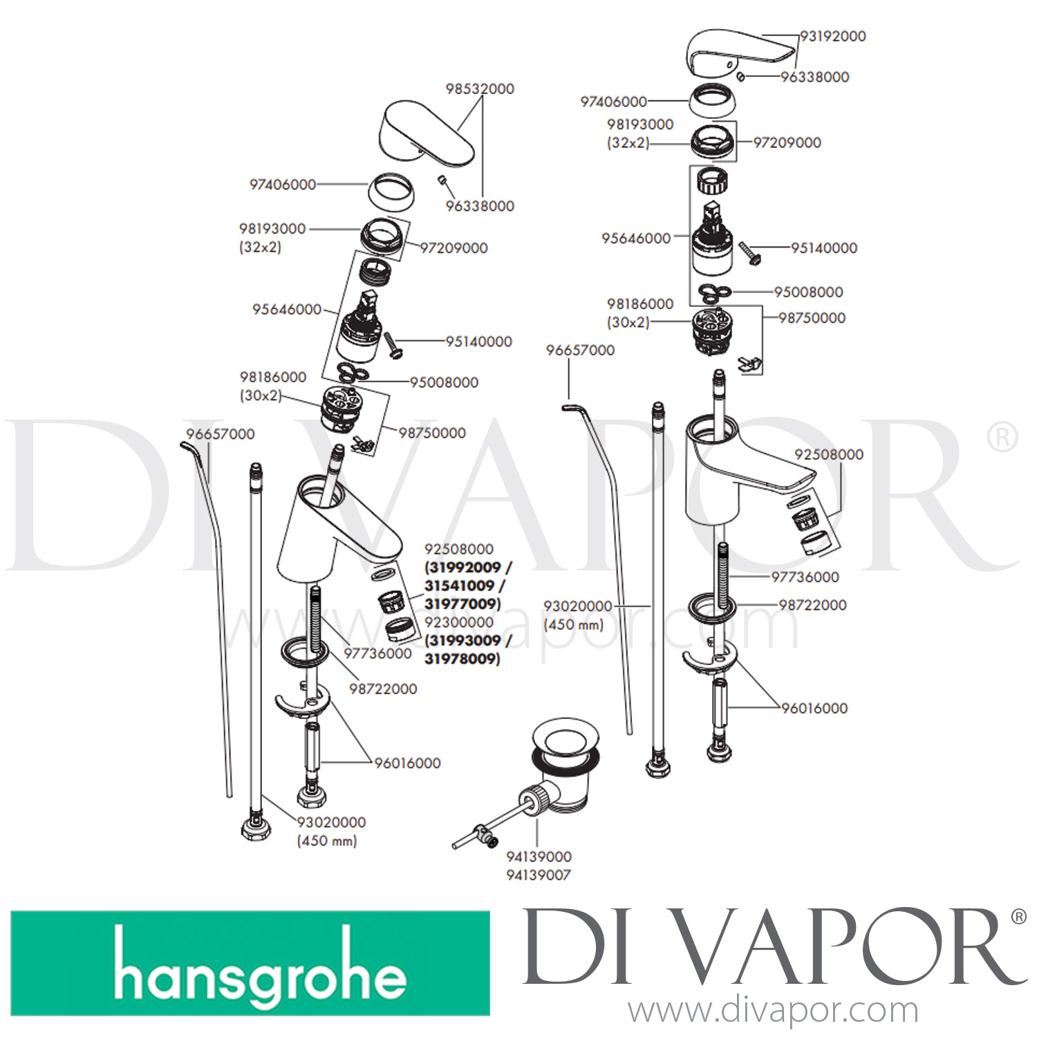 Hansgrohe 31978009 Focus Single Lever Basin Mixer 100 with PopUp Waste