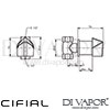 Cifial 32215SY Techno 65 Wall Stop Valve Dimensions