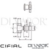 Cifial 32216TB Techno X300 Wall Stop Valve Dimensions