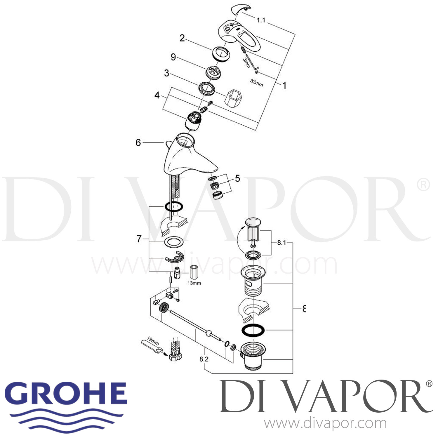 Grohe 32303000 Chiara Basin Mixer (1/2 Inch) Spare Parts