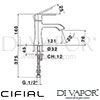 Cifial 32400HM Hexa Lever Mono Basin Mixer Dimensions