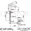 Cifial 32400PCL Coule Mono Basin Mixer with Pop Up Waste Dimensions