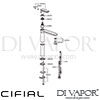 Cifial 32401EM Emmie Chrome Black Tall Mono Basin Mixer Tap Dimension