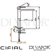 Cifial 32401EM Emmie Chrome-Black-Tall-Mono-Basin-Mixer-Tap-Dimensions