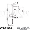 Cifial 32401HM Hexa Lever Tall Mono Basin Mixer Dimensions
