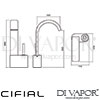 Cifial M3 Single Lever High Joystick Washbasin Tap 1F Dimensions