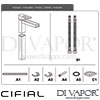 Cifial 32401SMK Cudo Open Tall Mono Basin Mixer Smoked Spout Dimension