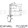 Cifial 32401SMK Cudo Open Tall Mono Basin Mixer Smoked Spout Dimensions