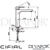 Cifial 32401VV Viva Tall Mono Basin Mixer Dimensions