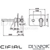 Cifial 32402CL Coule 2H Wall Basin Mixer Tap Dimensions