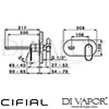 Cifial 32402EM Emmie Chrome Black 2H Wall Basin Mixer Tap Dimensions