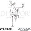Cifial 32402QD Mini Square 2 Hole Wall Basin Mixer Dimensions