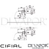 Cifial 32402SMK Cudo Open 2 Hole Wall Basin Mixer Tap (Smoked Spout) Dimensions
