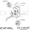 Cifial 32407MI Mini Round 2h Vertical Wall Basin Mixer without Plate Dimension