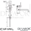Cifial 32407MI Mini Round 2h Vertical Wall Basin Mixer without Plate Dimensions