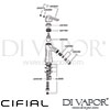 Cifial 32410HM Hexa Lever Mono Bidet Mixer Dimension