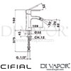 Cifial 32410HM Hexa Lever Mono Bidet Mixer Dimensions