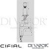 Cifial Style L 20A Bidet Single Lever Drainer 1F Dimensions
