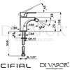 Cifial 32410VV Viva Mono Bidet Mixer Dimensions