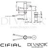 Cifial Techno 465 Single Lever Bidet Straight 1F Dimensions