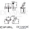 Cifial 32420NP Podium Wall Mounted Bath Shower Mixer Dimensions