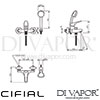 Cifial Optimal Single Lever Bath Shower Exposed Wall Hand Shower 2F Dimensions